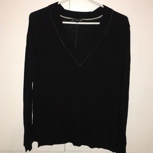 Black V-Neck Merrino Wool Sweater